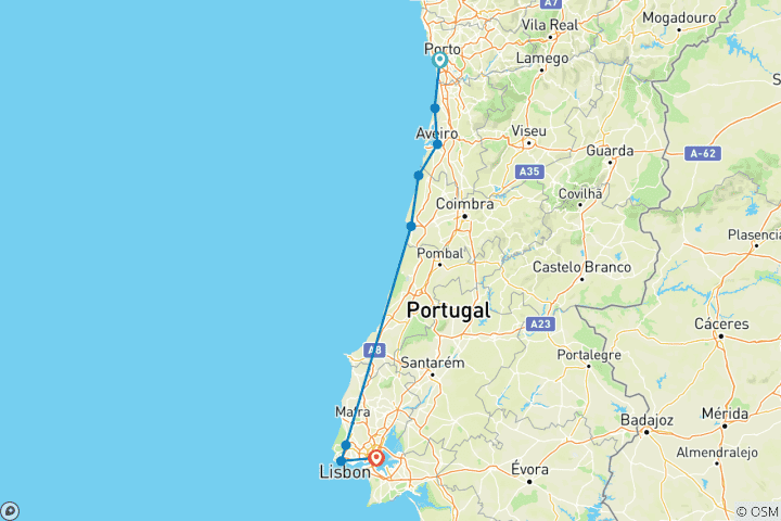 Karte von Porto – Lissabon mit Charme