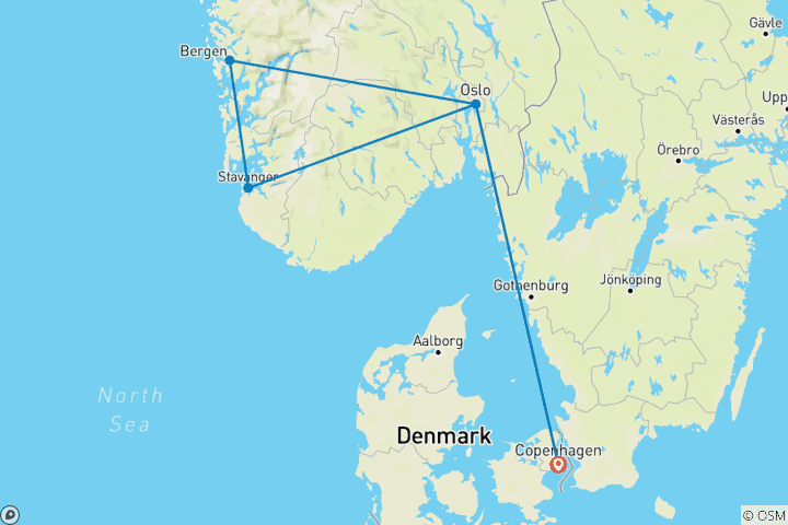 Carte du circuit De Copenhague aux Fjords norvégiens