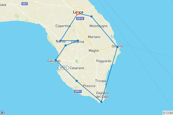 Map of Explore the highlights of Salento by bike (8 Days)