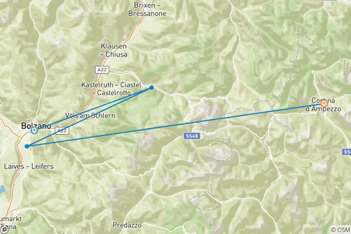 Carte du circuit Le meilleur des Dolomites