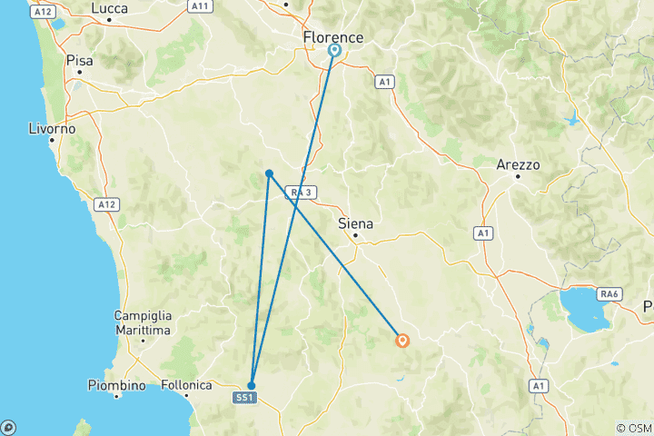 Map of Budget Florence & Tuscany - 3 days
