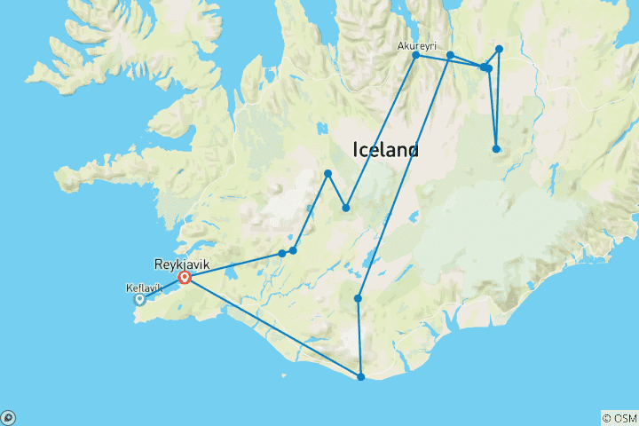 Karte von Island - Abenteuer Hochland für Alleinreisende (15 Tage)
