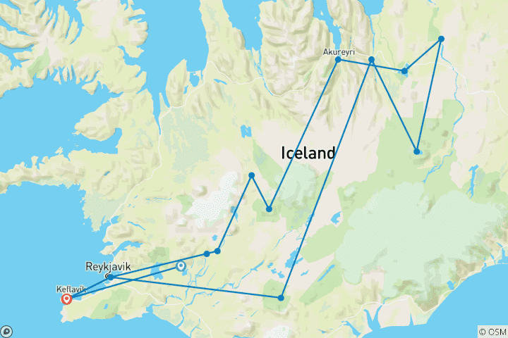 Karte von Island - Expedition Hochland (12 Tage)