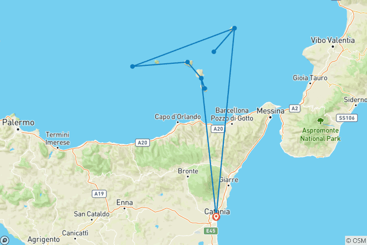 Karte von Liparische Inseln - Wandern und Inselhüpfen auf den Bergen des Aiolos (10 Tage)