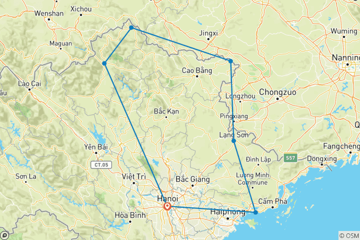 Karte von Nordost-Vietnam Private R&reise: Hanoi, Ha Giang, Ban Gioc & Ha Long