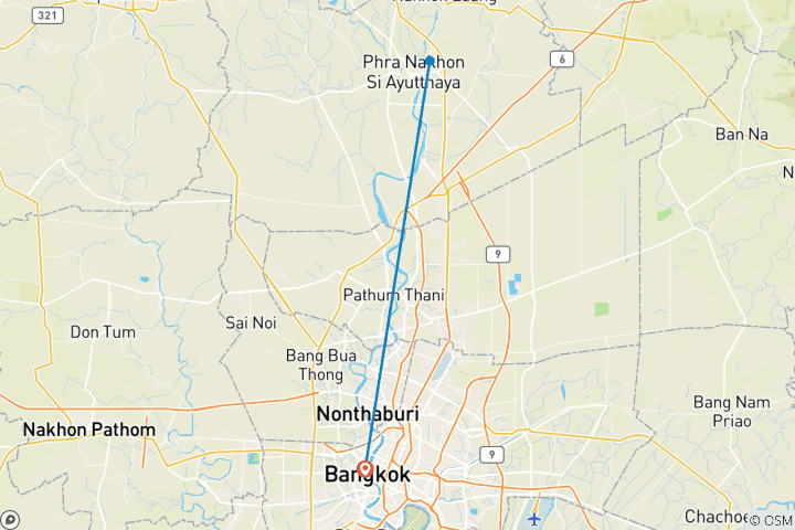 Mapa de Lo imprescindible de Bangkok y Ayutthaya (3 destinos)