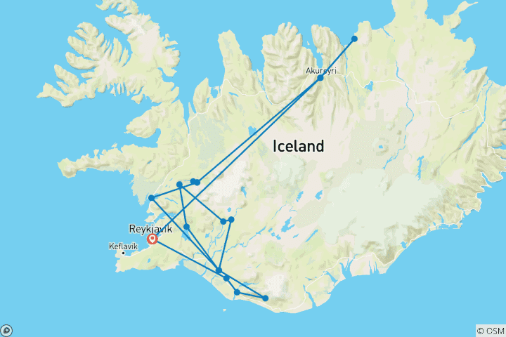 Carte du circuit Signature : Reykjavik, le cercle d'or et les fjords du nord de l'Islande National Geographic