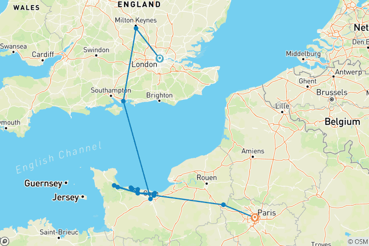 Map of Signature: The Legacy of WWII in London & Normandy National Geographic