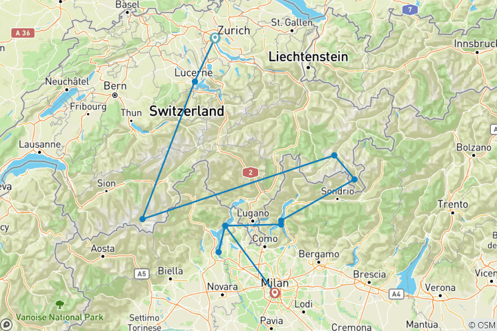 Map of Signature: Iconic Trains of Switzerland & Italy's Lake District National Geographic