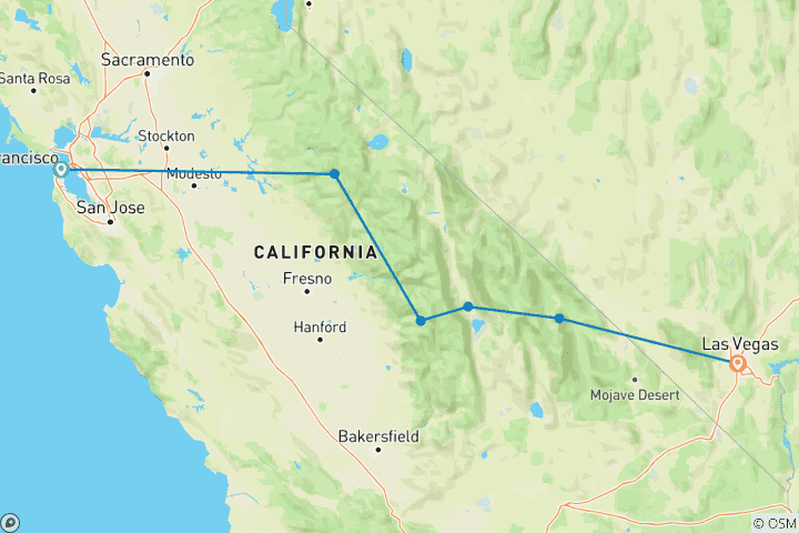 Mapa de Yosemite y las Maravillas Salvajes de los Parques Nacionales de California