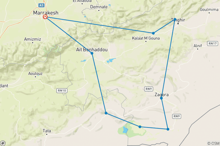 Carte du circuit Expédition autotour au Sahara