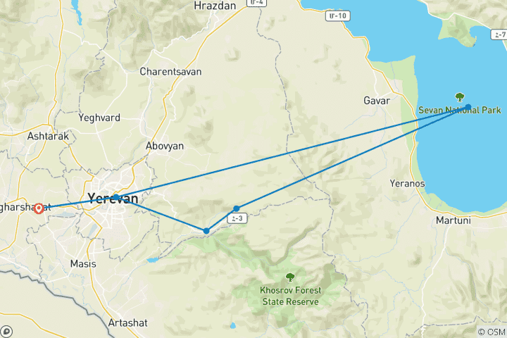 Kaart van Reizen naar Armenië: Beste plaatsen om te bezoeken in 4 dagen