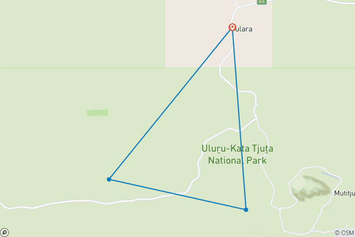 Kaart van Uluru en Kata Tjuta hoogtepunten (Standaard, korte vakantie)