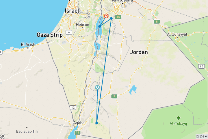 Carte du circuit Circuit en groupe en Jordanie - 3 jours