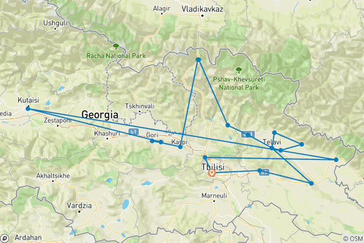 Map of Georgia Walk & Wine Tour