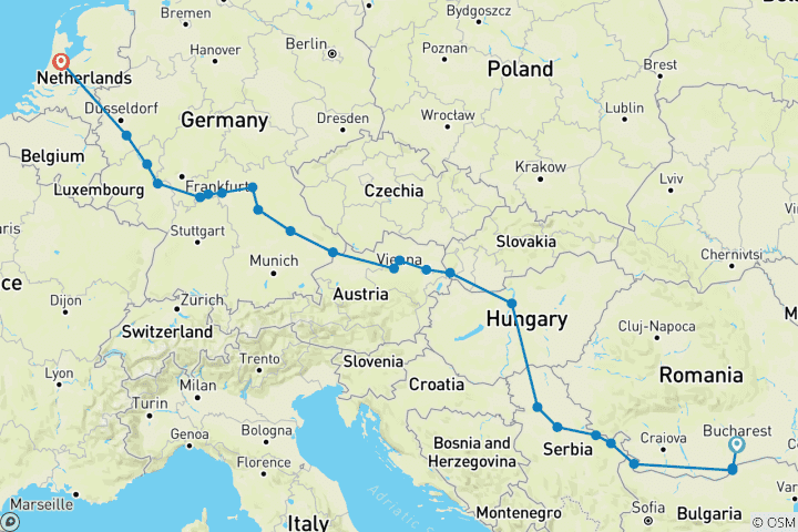 Karte von Entdecken Sie die Flüsse Rhein, Main & Donau