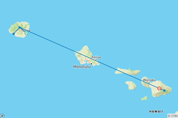 Carte du circuit Aloha Hawaii à la découverte de Kauai et Maui (de Lihue, HI à Maui, HI) (2027)