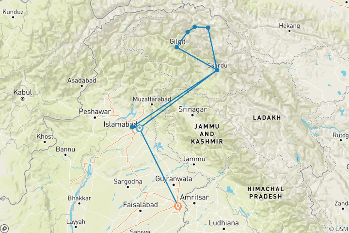 Carte du circuit EXPÉDITION AU PAKISTAN