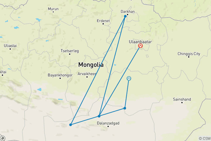 Mapa de 6 días Gobi con fósiles de dinosaurio