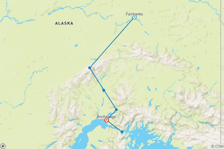 Kaart van Alaska: Amerika's laatste grens (Fairbanks, AK naar Anchorage, AK) (2027)