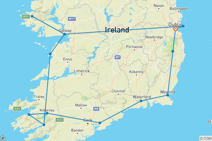 Carte du circuit L'esprit irlandais - 8 jours/7 nuits (14 destinations)