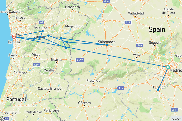 Kaart van Madrid & Geheimen van de Douro 2027