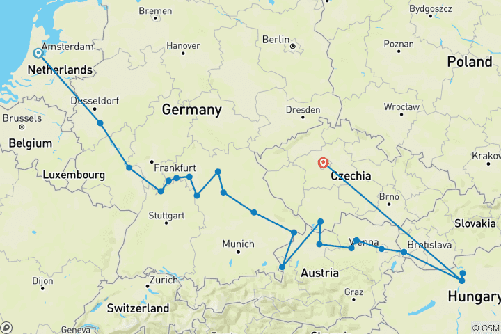 Carte du circuit Prague et les marchés de Noël d'Europe 2027