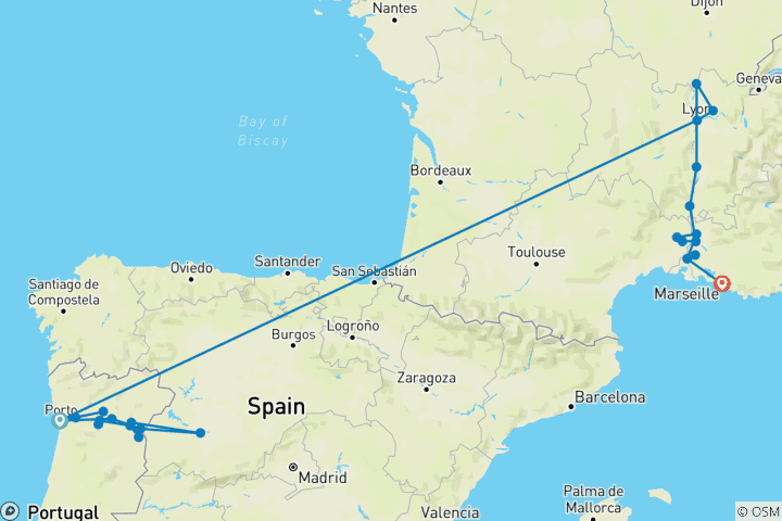 Kaart van Ontdek de rivieren Douro en Rhône 2027/2028