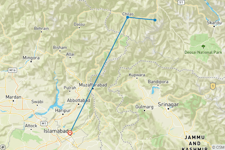 Carte du circuit Circuit Fairy Meadows au Pakistan - 5 jours d'aventure en montagne