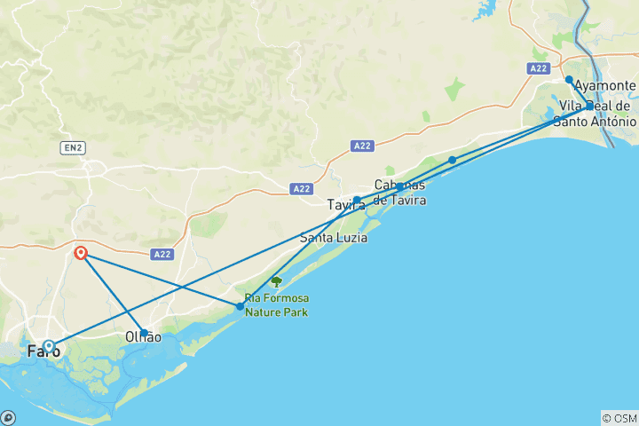 Karte von Premium-Geheimnisse der Algarve per Rad (7 Tage)