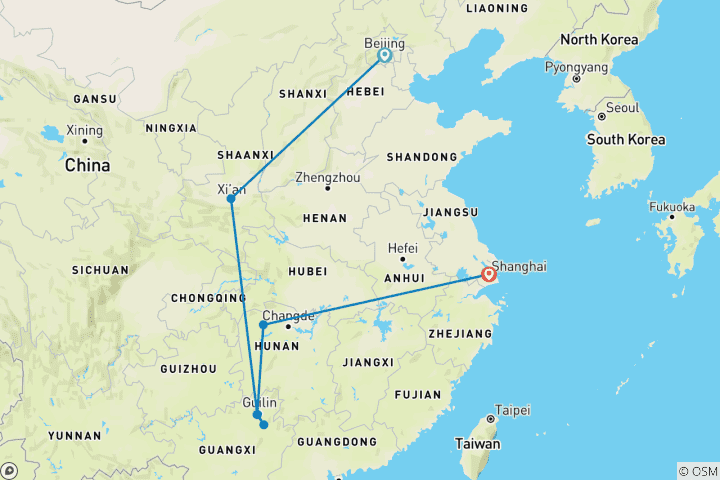 Kaart van Grand China Circuit - 14 dagen