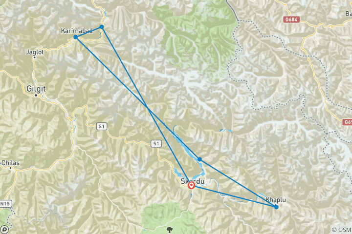 Carte du circuit Visite de Skardu et de la vallée de Hunza au Pakistan