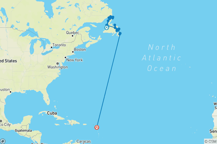 Map of Newfoundland & Labrador 13 Days