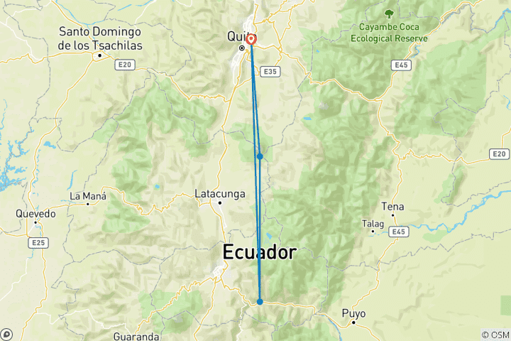Carte du circuit À la découverte de l'Équateur : Quito, les volcans et la porte d'entrée de l'Amazonie - 5 jours