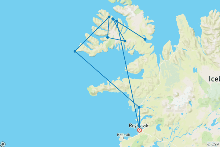 Map of 3 Day - Westfjords Highlights Adventure