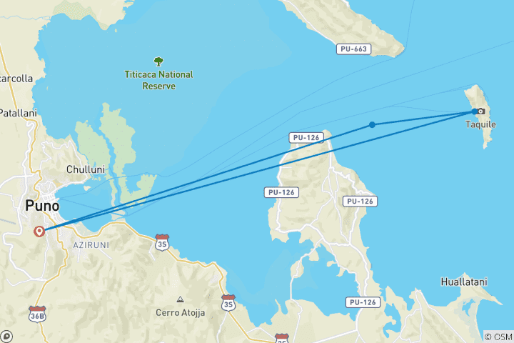 Map of 3-Day Private Lake Titicaca Community Experience: Luquina, Uros & Taquile