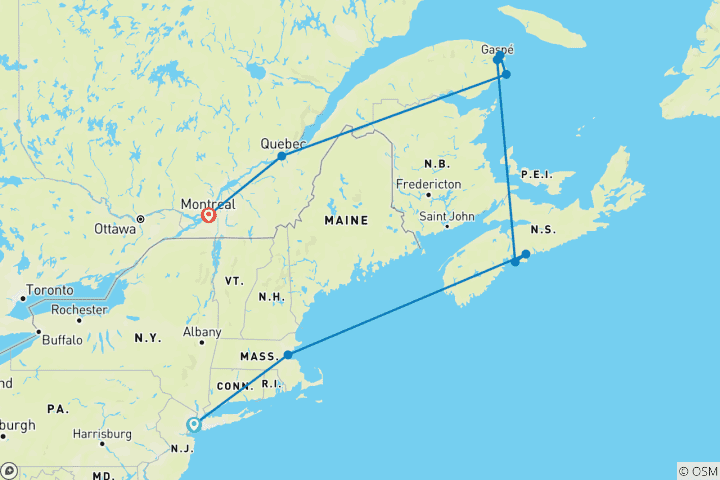 Karte von Eastern Seaboard Entdecker