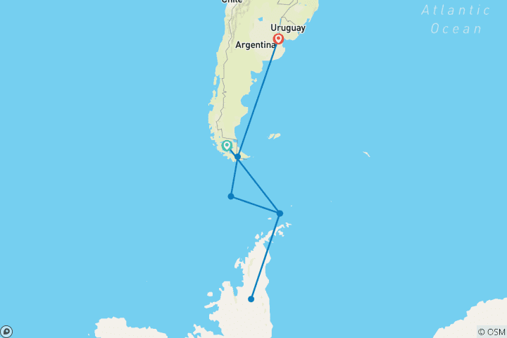 Kaart van 10D/9N Antarctica voorbij grenzen: Een verfijnde vlieg & cruise expeditie