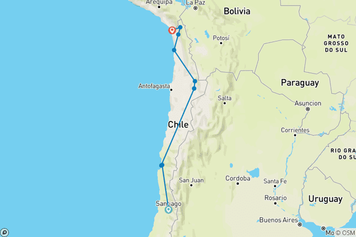 Karte von Chile Norden - Unberührte Highlights