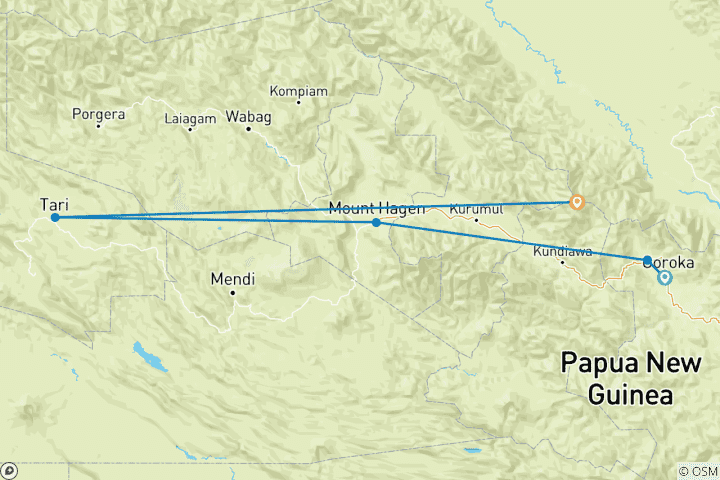 Mapa de Expedición Cultural a las Tierras Altas de Papúa Nueva Guinea