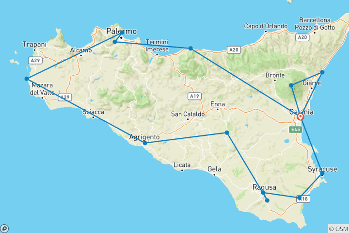 Kaart van Sicilië Ontdekkingsreis - 8 dagen