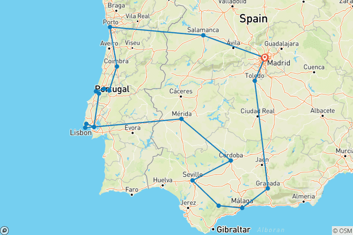 Mapa de Explorador de Portugal y Andalucía - 14 días