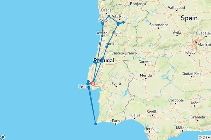 Carte du circuit Découvrir le Portugal en petit groupe