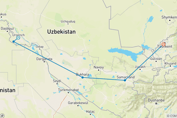 Carte du circuit Les saveurs de l'Ouzbékistan : une nouvelle découverte gustative dans chaque région