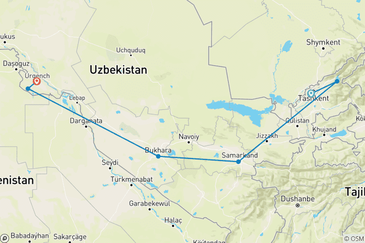 Map of Travel back in time — Uzbekistan awaits you.