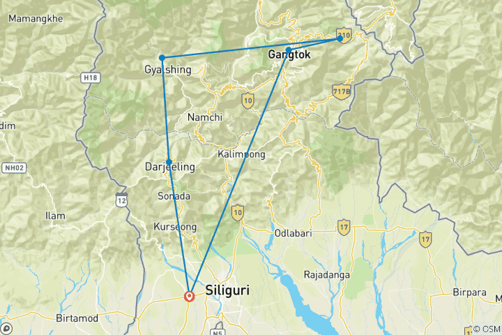 Kaart van Sikkim & Darjeeling Scenic Trails van G Experiences