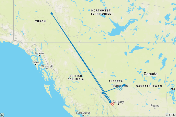 Carte du circuit Signature : Les montagnes Rocheuses du Canada, Banff et les traditions indigènes National Geographic