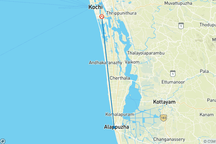 Map of From Kochi: 2 Days Private Alappuzha Houseboat Cruise