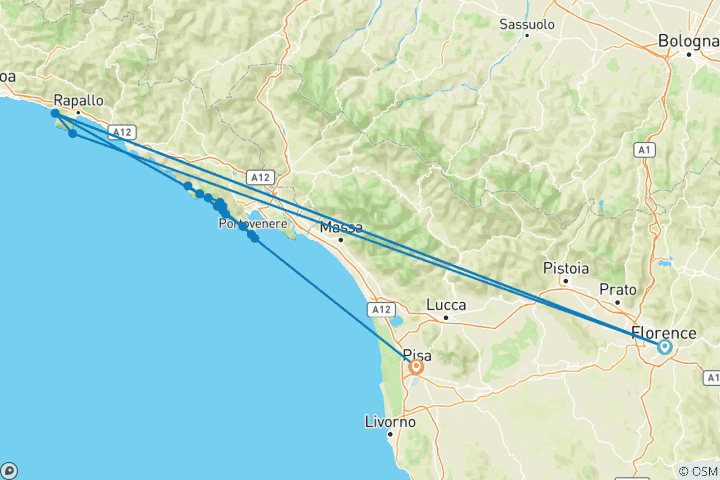 Kaart van Cinque Terre en de Italiaanse Rivièra (Alleen voor vrouwen)