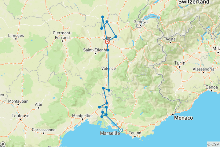 Carte du circuit Idyllique Rhône 2027 - 8 jours